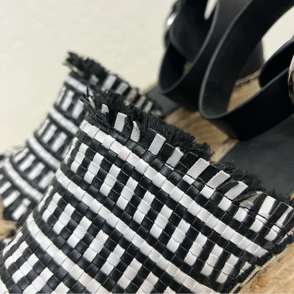 Marc Fisher LTD Andrew espadrille platform wedge sandals black and white